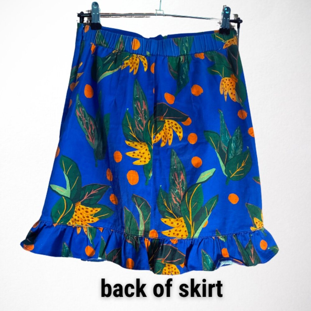 FARM Rio Blue Floral Mini Skirt with Orange Accents - Picture 3 of 11